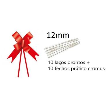 Imagem de Laço Pronto Liso 12 mm - 10 Unidades + Fecho prático Cromus, Vermelho