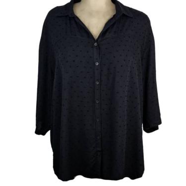 Imagem de Camisa Camisete Feminino Social Viscose Slub Manga 3/4 Preto Doce Brisa