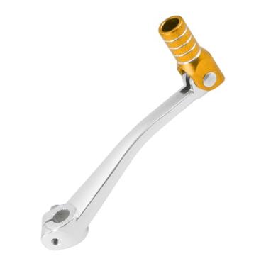 Imagem de Motoforti Alavanca de câmbio dobrável de motocicleta para pedal de liga de alumínio Bosuer 125 Braço de alavanca de câmbio prateado cabeça dourada com anel prateado