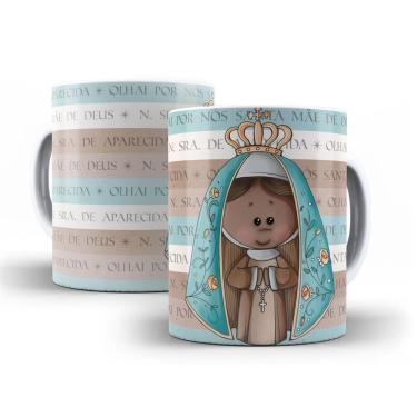 Imagem de Caneca Nossa Senhora Aparecida Cerâmica 325ml Aa