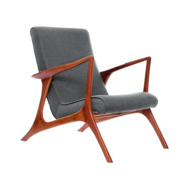 Imagem de Poltrona Decorativa Vk Anos 50 Tecido Linho Cinza Cor Cinza