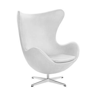 Imagem de Poltrona Egg Sem Puff Base Alumínio Em Sued Branco Cor Branco