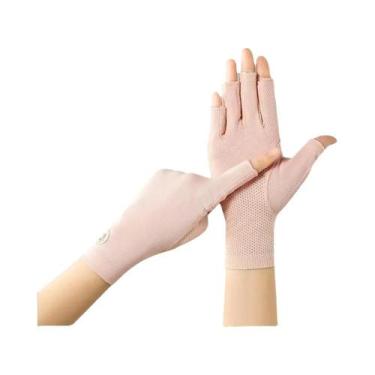 Imagem de Luvas De Algodão Protetor Solar Fino De Cor Sólida anti-UV Antiderrapa