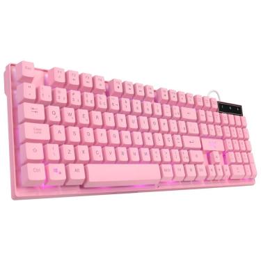 Imagem de Teclado Gamer Vx Gaming Cerberus Rosa Abnt2 Multimídia Com L