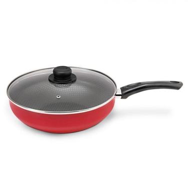 Imagem de Frigideira Wok Paprika Com Cabo E Tampa 24cm Multiflon Vermelho