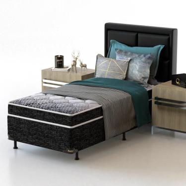 Imagem de Cama Box De Solteiro Guarda Costas Espuma D23 52x88x188cm Probel Branco Com Preto