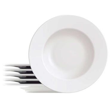 Imagem de Conjunto Com 6 Pratos Rasos Tramontina Maria Augusta Em Porcelana 28 Cm Branco