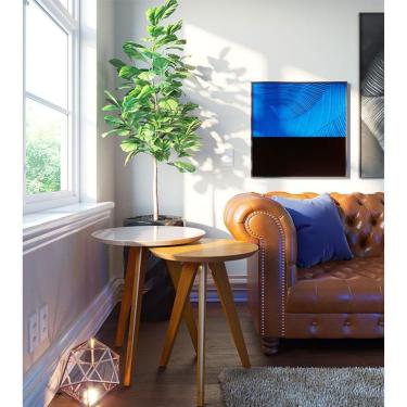 Imagem de Kit Mesa Lateral Ambiente Classic Redonda Off White Nature - Imcal
