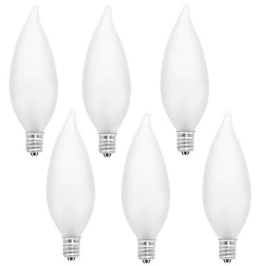 Imagem de DXMKOP Lâmpada De Lustre Fosca Com Ponta Chama, Fosca, Base E12 60 W, Ca10, Lâmpadas Incandescentes Decorativas 120 V Para Lustres, Luminárias Ventilador Teto, Arandelas Parede, Reguláveis (Pacote 6