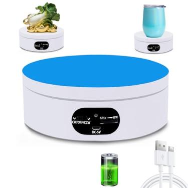 Imagem de YVV Suporte De Exposição Giratório, Plataforma Giratória Motorizada 360 Graus, Girador Elétrico Com Velocidade Ajustável Para Produtos Fotográficos, Base Copos, Branco