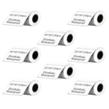 Imagem de 8 rolos de etiquetas térmicas M110 para papéis de etiqueta M221/M220/M120/M200 1,97" x 1,18" (50 x 30 mm), 230 etiquetas/rolo à prova d'água autocolante P50 etiquetadora 50 * 30