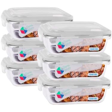 Imagem de Pote de Vidro Hermético 1040ml com Tampa 6 Unidades Livre de BPA Refeições Marmitas e Armazenamento