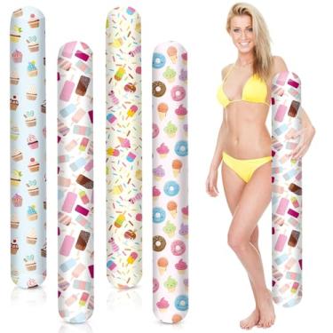 Imagem de WinnerWhy 4 peças de macarrão inflável para piscina, 105 cm, Havaí, para piscina, boia tropical, inflável, para adultos, jogos aquáticos, piscina, praia, festa no Havaí, esportes (sorvete)
