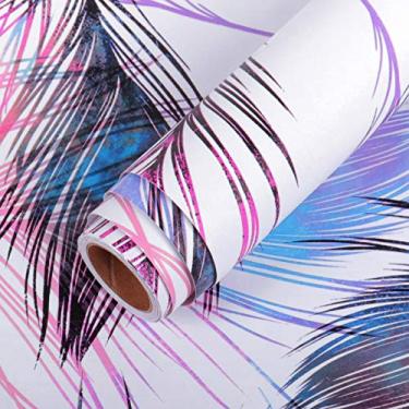 Imagem de Papel de parede removível LaCheery para colar e colar papel de contato roxo azul 17,7 x 2,1 m, papel de parede autoadesivo de vinil para quarto de crianças, forro de gaveta de cabeceira, armário