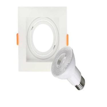 Imagem de Kit 2 Spot Recuado Par20 Quadrado Branco com Lâmpada Led 6,5w - CTB / 