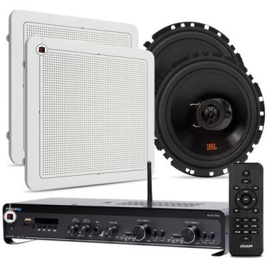Imagem de Kit Som Ambiente Academia Salão Lojas Bluetooth Conexão Tv Usb Sd Slim