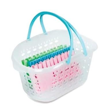 Imagem de Cesto Com Alça Multiuso P/Prendedor Com 36 Pregadores De Roupa