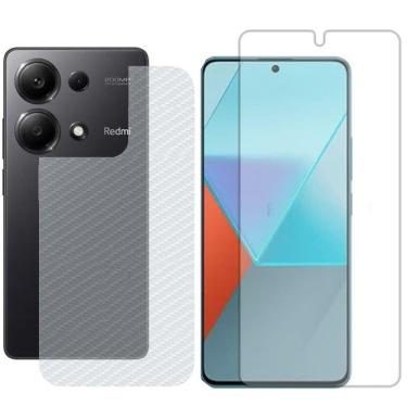 Imagem de Película Hidrogel + Adesivo Fibra De Carbono Para Xiaomi Redmi Note 13 Pro - Transparente