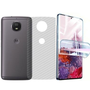 Imagem de Película Hidrogel + Adesivo Fibra De Carbono Para Motorola Moto G5s - Transparente