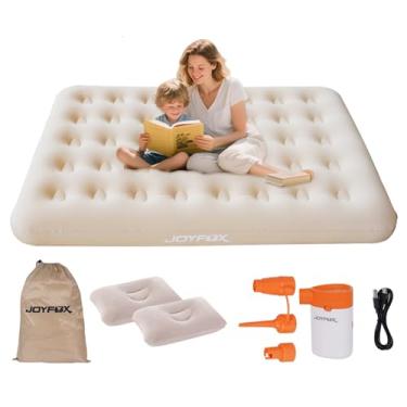 Imagem de JOYFOX Colchão Inflável Casal 191x137x22cm com Travesseiros e Bomba Elétrica Portátil – Confortável, Leve e Ideal para Camping, Viagem e Visitas