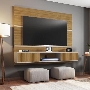 Imagem de Painel Fagundes Cinomomo Off White Pintura 3d Ripada