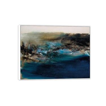 Imagem de MUHJDYC Zao Wou-ki Pintura famosa abstrata - imagem de arte em tela - arte de parede para sala de estar - reprodução de impressões (31.07.68) 20x25cm-8x10in moldura branca
