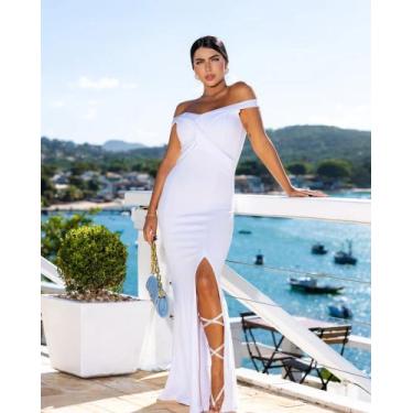 Imagem de Vestido Longo Fenda - Crepe, Branco