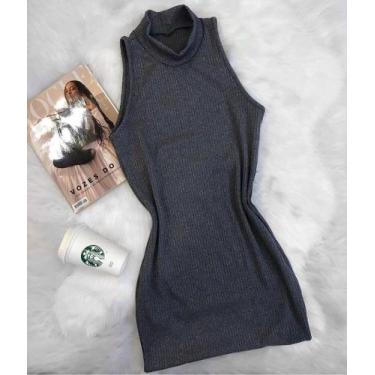 Imagem de Vestido feminino gola alta cavado curto moda - filo modas, Mostarda, P