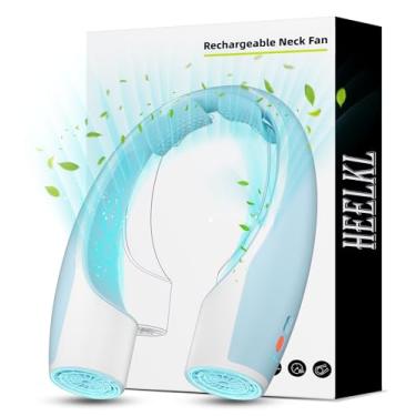 Imagem de Heelkl Ventilador de pescoço AI, ventilador pessoal portátil ajustável de 4 velocidades, recarregável, bateria de 4000 mAh, ventilador vestível de resfriamento mais rápido, ultra silencioso para casa,