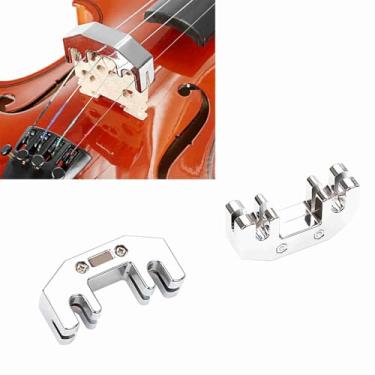 Imagem de Prática de violoncelo Silenciador de metal mudo de alta qualidade Durável Reduzindo acessório para a noite praticando preto prata 7 x 3,47 x 2cm 113g (Prata)