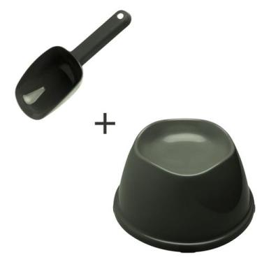 Imagem de Kit Pote Comedor Alto Elevado Pet + Pá Dosadora Colher Ração - Stark P