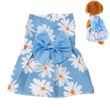 Imagem de Vestido para cachorro, 1 peça de vestido de cachorro com lindo laço, roupas de verão para cães, vestidos de princesa de animais de estimação para chihuahua Yorkies filhotes e gatos