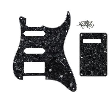 Imagem de ROZILO Conjunto de placa traseira de guitarra com 11 furos Black Pearl Strat HSS para Fender EUA/México, peça de guitarra Stratocaster padrão