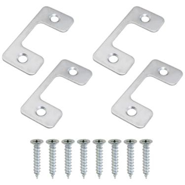 Imagem de Heyous 4 peças prata inoxidável ferro ajustável trava aba com parafusos guia porta batente hardware adequado para fechadura eletrônica