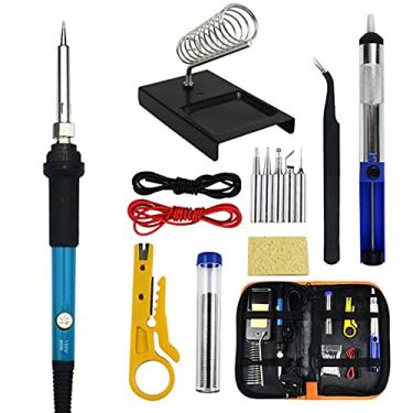 Imagem de Chusui Kit de pistola de solda 15 PCS com bolsa de armazenamento 60 W Pistola de solda portátil Temperatura ajustável Aquecimento rápido Núcleo de cerâmica Ferro de solda elétrico Ferramenta de sol QL