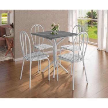 Imagem de Conjunto Mesa Thais 4 Cadeiras 004 Base Branco Tampo Granito