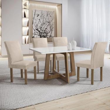 Imagem de Conjunto Mesa Arizona 120cm com 4 Cadeiras Canela Tampo Smart Plus com