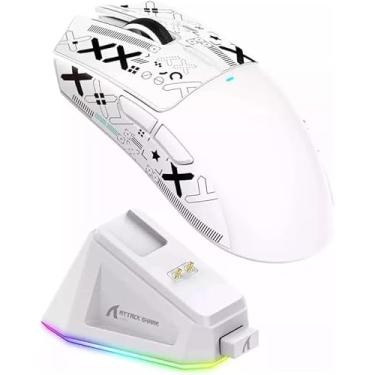 Imagem de ATTACK SHARK X11 Mouse sem fio leve, 62g, RGB, conexão tri-modo (2.4G/USB-C/BT), 22K DPI, sensor PAW3311, 5 botões programáveis, base de carregamento RGB, compatível com PC/Mac-Branco