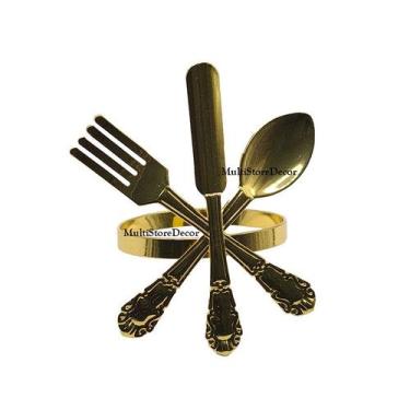 Imagem de KIT 04 Argola Porta Guardanapo Anel Talheres Metal Luxo Mesa Posta Nat