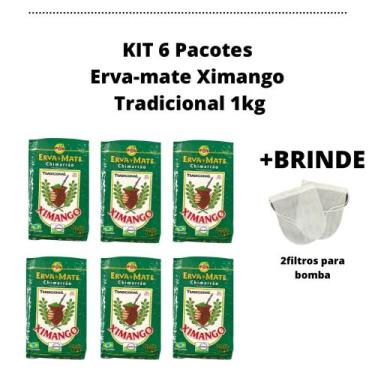 Imagem de Kit 6 erva-mate ximango tradicional 1kg vácuo+2 filtros