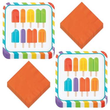 Imagem de Suprimentos para festa e decoração de mesa da Ice Pop, Popsicle Dinner Plates and Luncheon Napkins