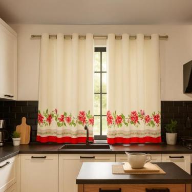 Imagem de Cortina para Varão de 2 Metros Estampada Cozinha Oferta Mimo - ENTROU 