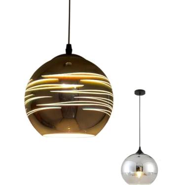 Imagem de Lâmpada De Teto De Globo Simples Moderna, Luz Esférica De Vidro Cromado Pendt, Abajur De Bola De Vidro Colorido 3d, Chdelier De Sala De Jantar De Quarto Isld, B, 30X32CM/12X12.6IN
