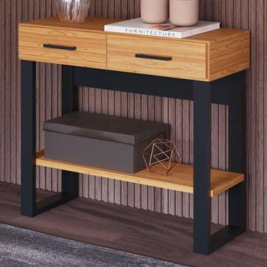 Imagem de Aparador Industrial 2 Gavetas 1 Prateleira 100% Mdf Freijó/Preto Fosco