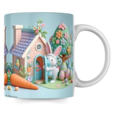 Imagem de Caneca Páscoa Efeito 3D Casinha Coelho Cenoura Chocolate - 325ml (3)
