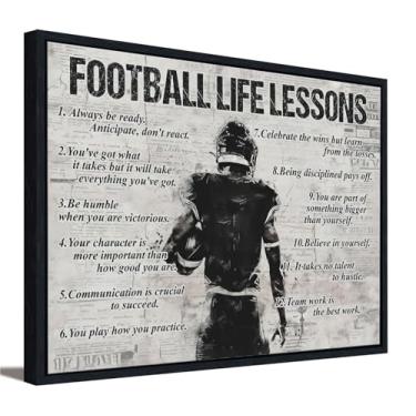 Imagem de Arte de parede em tela esportiva Fotball arte de parede aulas de vida de futebol imagem inspiradora citações motivacionais menino pôster impressão pintura para academia, quarto, sala de estar