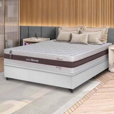 Imagem de Conjunto Box Baú Branco Mali Bege Molas Ensacadas Casal 138x188x77 - King House