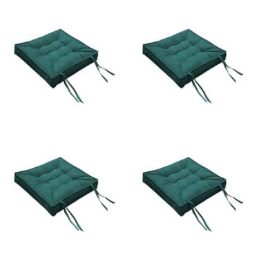 Imagem de Kit Com 4 Unidades Almofada Futon Confort Assento Para Cadeira Suede Liso 40x40(Verde)