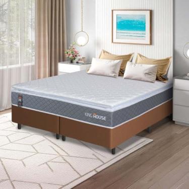 Imagem de Conjunto Box Marrom Luanda Cinza Espuma D28 King 193x203x62 - King House