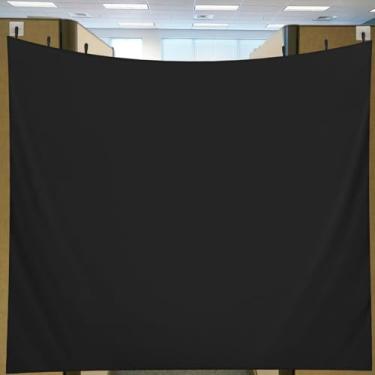 Imagem de Pinkunn Cortina de escritório preta de 152 x 133 cm com gancho autoadesivo de aço inoxidável, divisória de porta de privacidade portátil para sala de escritório